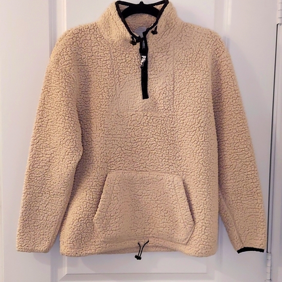 VS VICTORIAS SECRET PINK SHERPA QUARTER ZIP SWEATER JACKET TOP XS - Picture 2 of 13